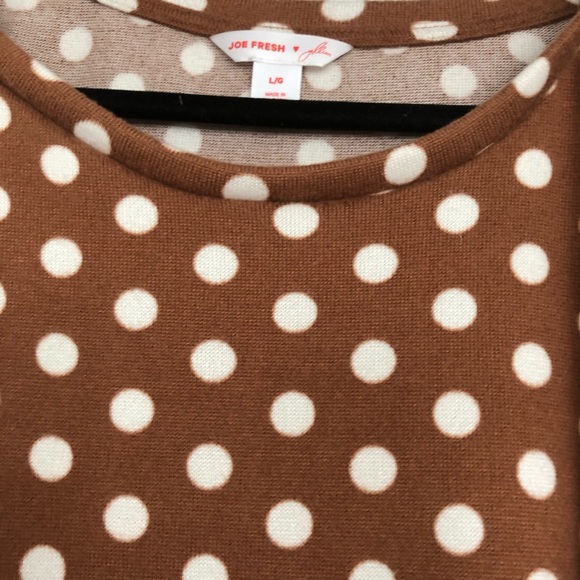 Jillian Harris x Joe Fresh Mindy Top in polka dot brown size large - Picture 4 of 4